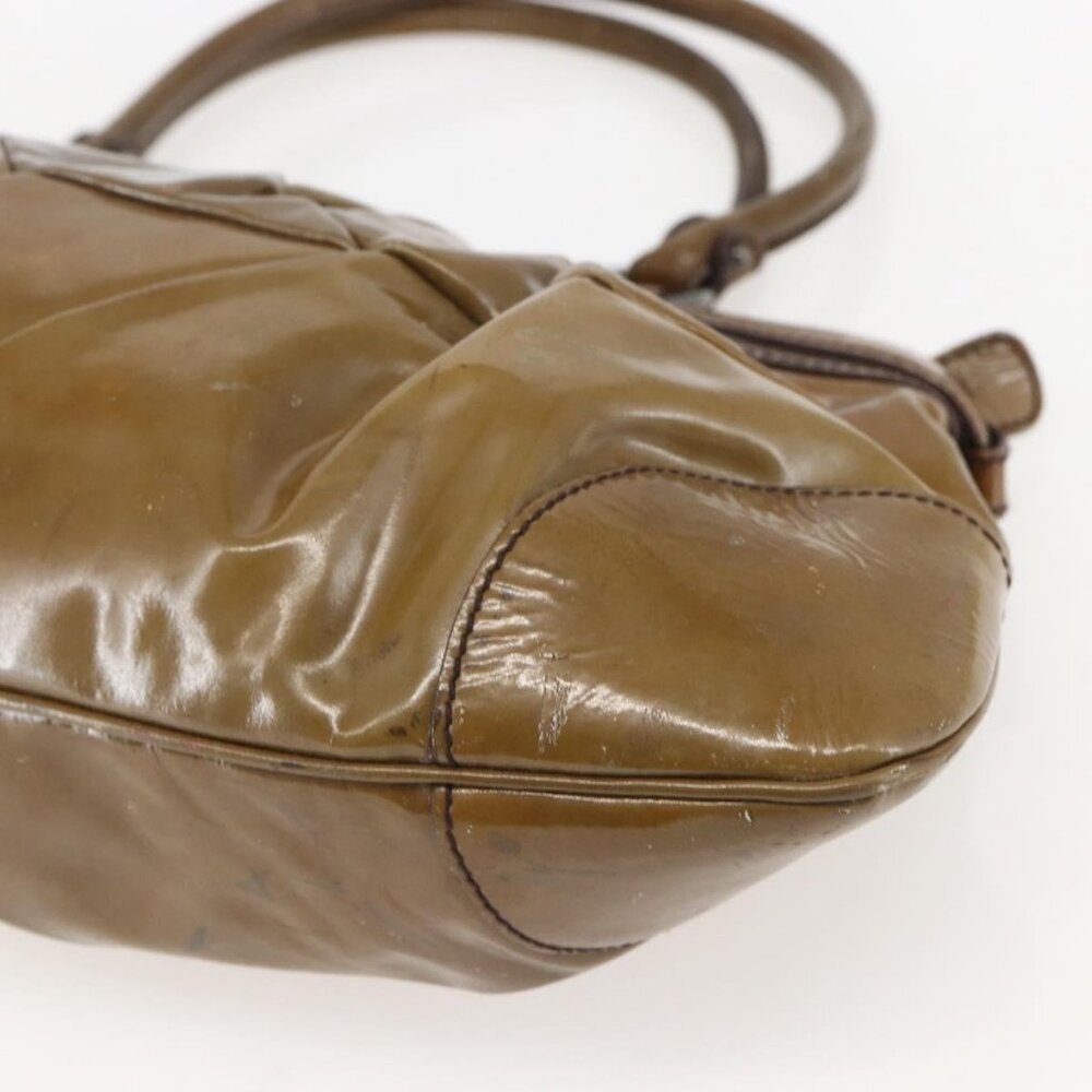 Authentic Salvatore Ferragamo Gancini Shoulder Bag Enamel Brown Silver - Picture 4 of 16